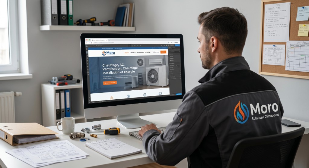 Plombier-chauffagiste créant le site internet de son entreprise