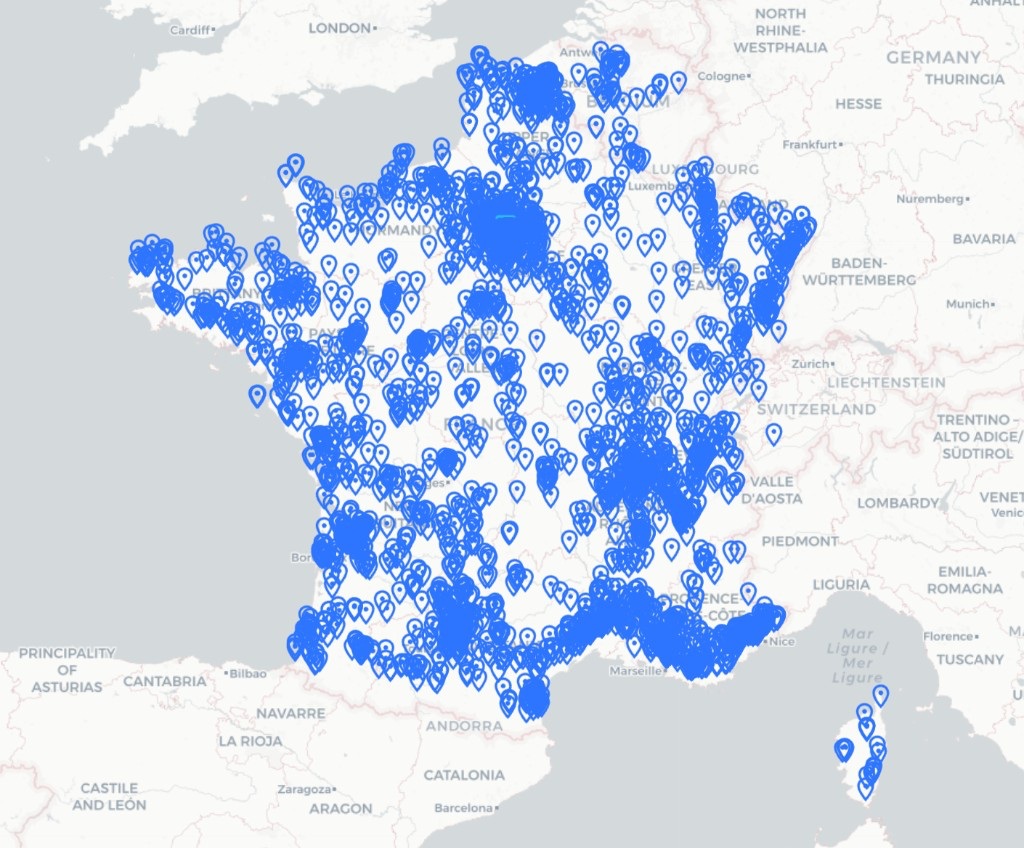 Carte de France illustrant l'implantation des clients Interfast dans toutes les régions