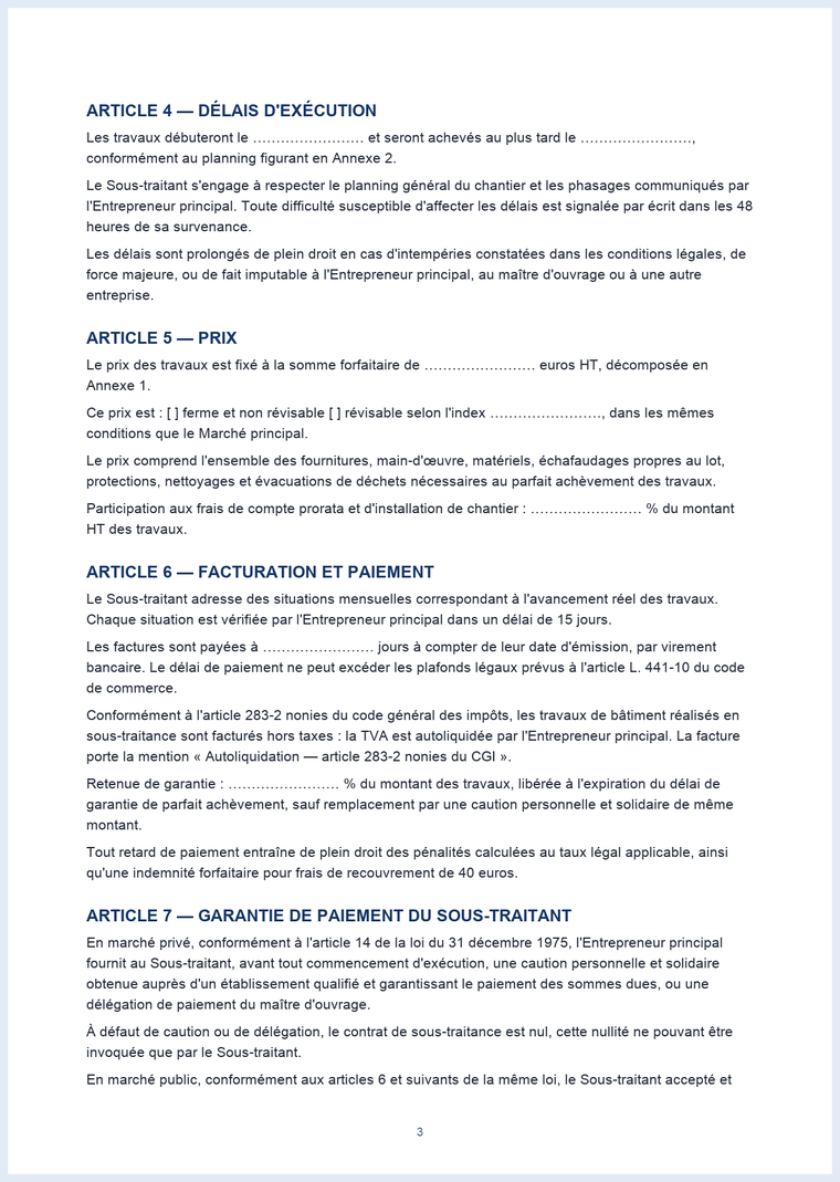 Contrat de sous-traitance BTP : obligations, assurances et sécurité